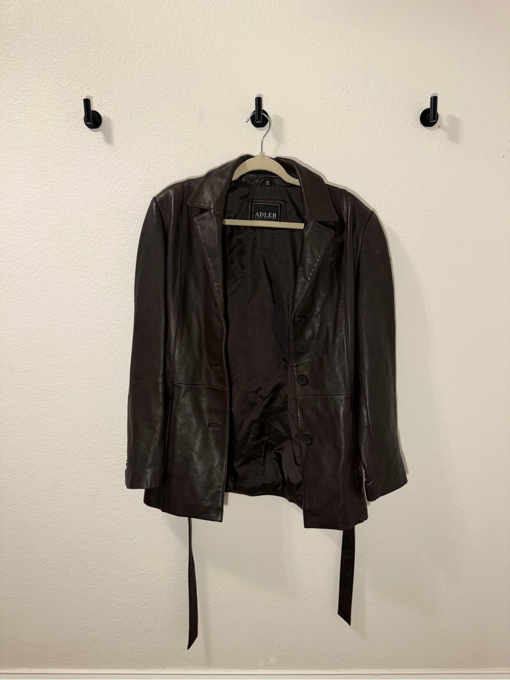Vintage Brown Leather Belted Jacket/Blazer - Picture 3 of 13